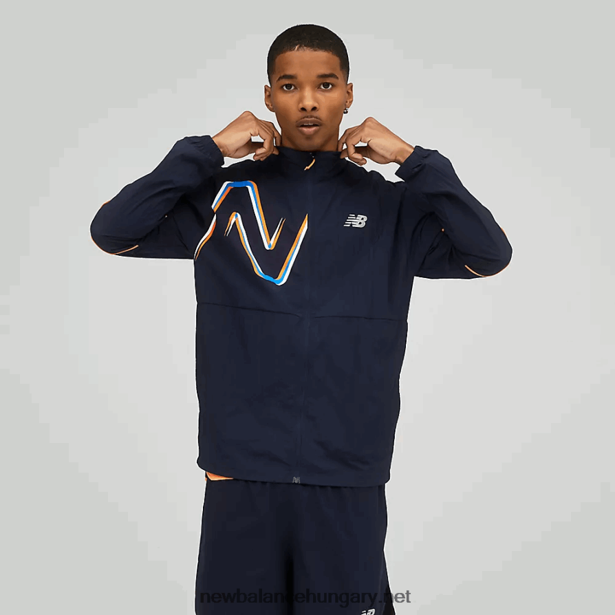 New Balance 6XH8F02152 egynemű grafikus hatású futni csomagolható kabát