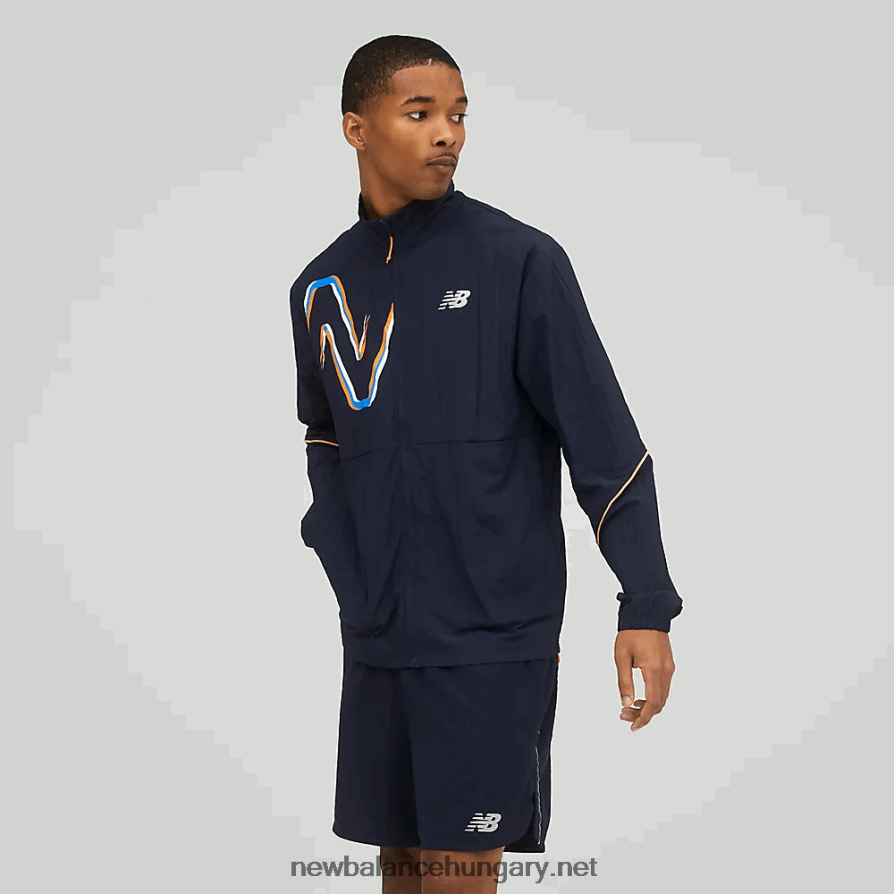 New Balance 6XH8F02152 egynemű grafikus hatású futni csomagolható kabát