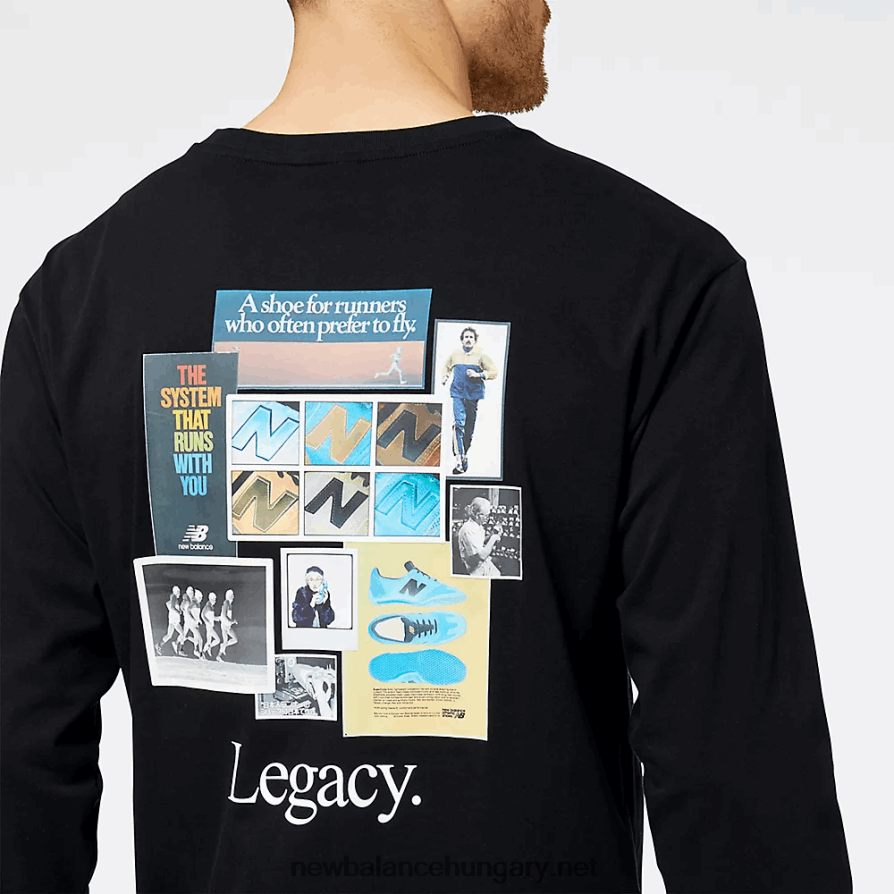 6XH8F02109 férfiak nb athletics legacies grafikus kollázs hosszú ujjú póló