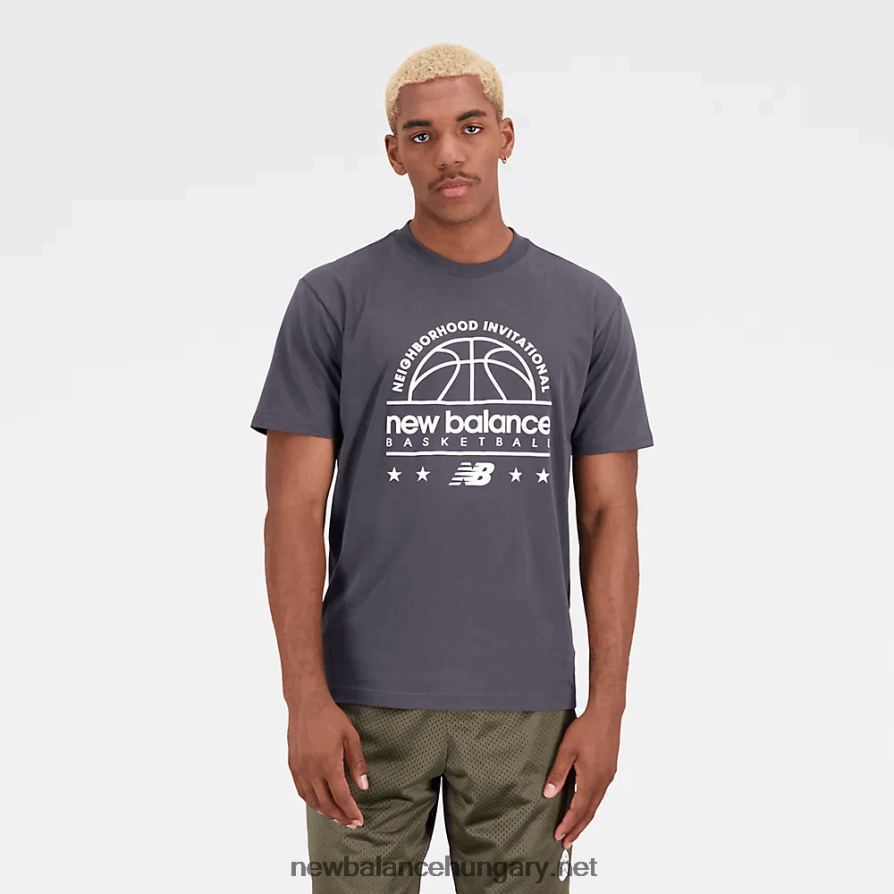 New Balance 6XH8F04784 férfiak karikás pamutdzsörzé rövid ujjú póló