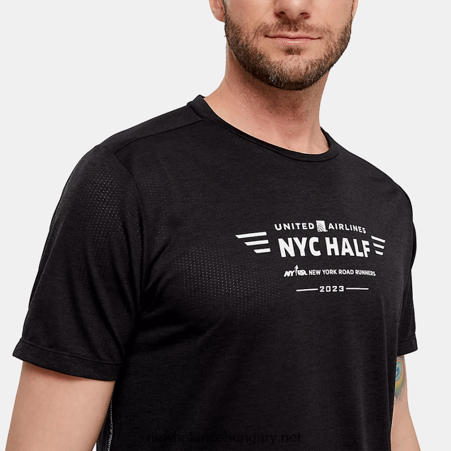 New Balance 6XH8F04820 férfiak united Airlines nyc half impact run short sleeve