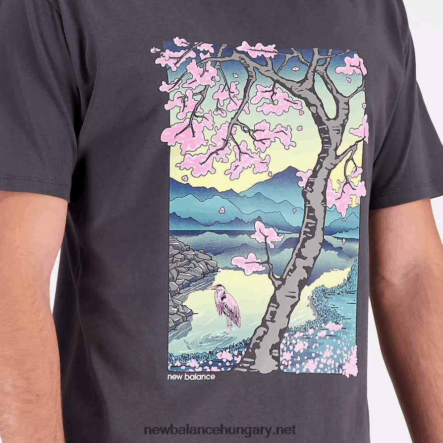 New Balance 6XH8F06512 férfiak grafikus pamutdzsörzé rövid ujjú pólónál