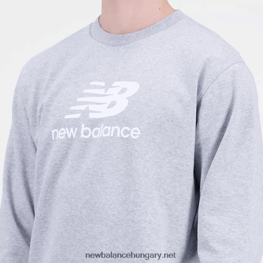 New Balance 6XH8F01591 férfiak Essentials halmozott logó francia frottír crewneck