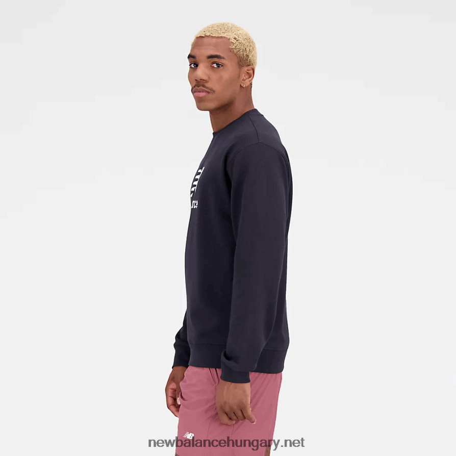 New Balance 6XH8F01592 férfiak Essentials halmozott logó francia frottír crewneck