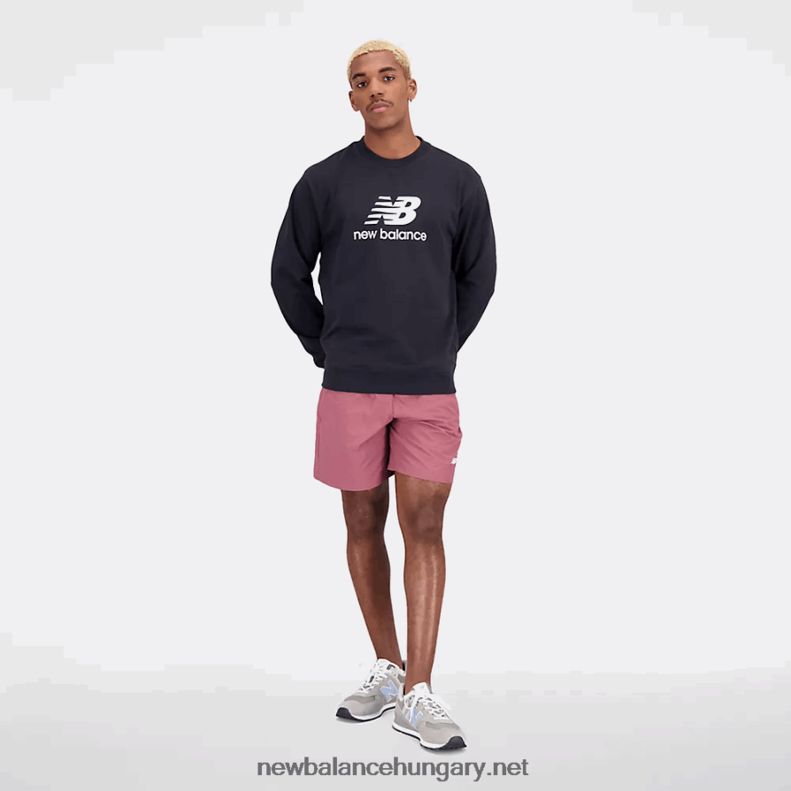 New Balance 6XH8F01592 férfiak Essentials halmozott logó francia frottír crewneck