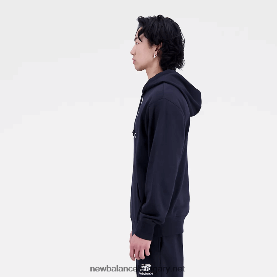 New Balance 6XH8F01643 férfiak Essentials halmozott logós francia frottír kapucnis pulcsi