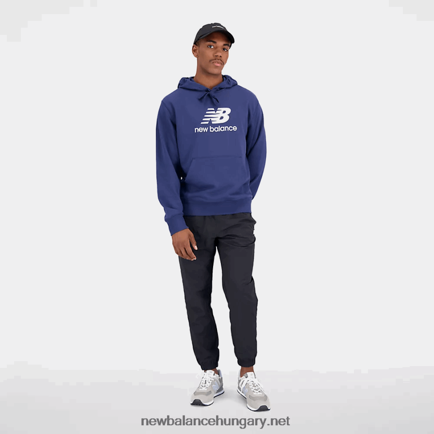 New Balance 6XH8F01644 férfiak Essentials halmozott logós francia frottír kapucnis pulcsi