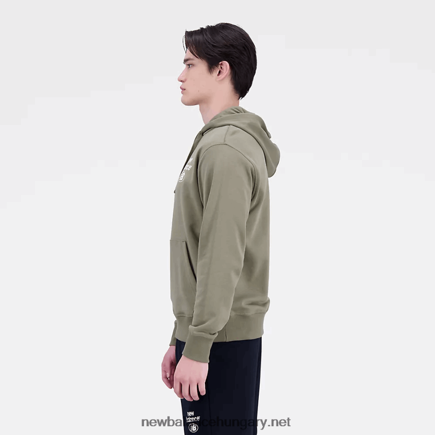 New Balance 6XH8F01743 férfiak Essentials újragondolt francia frottír kapucnis pulcsi