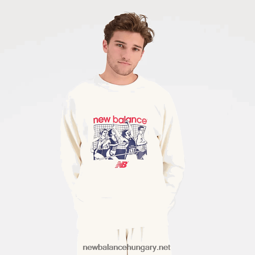 New Balance 6XH8F01802 férfiak athletics remastered grafika francia frottír crewneck