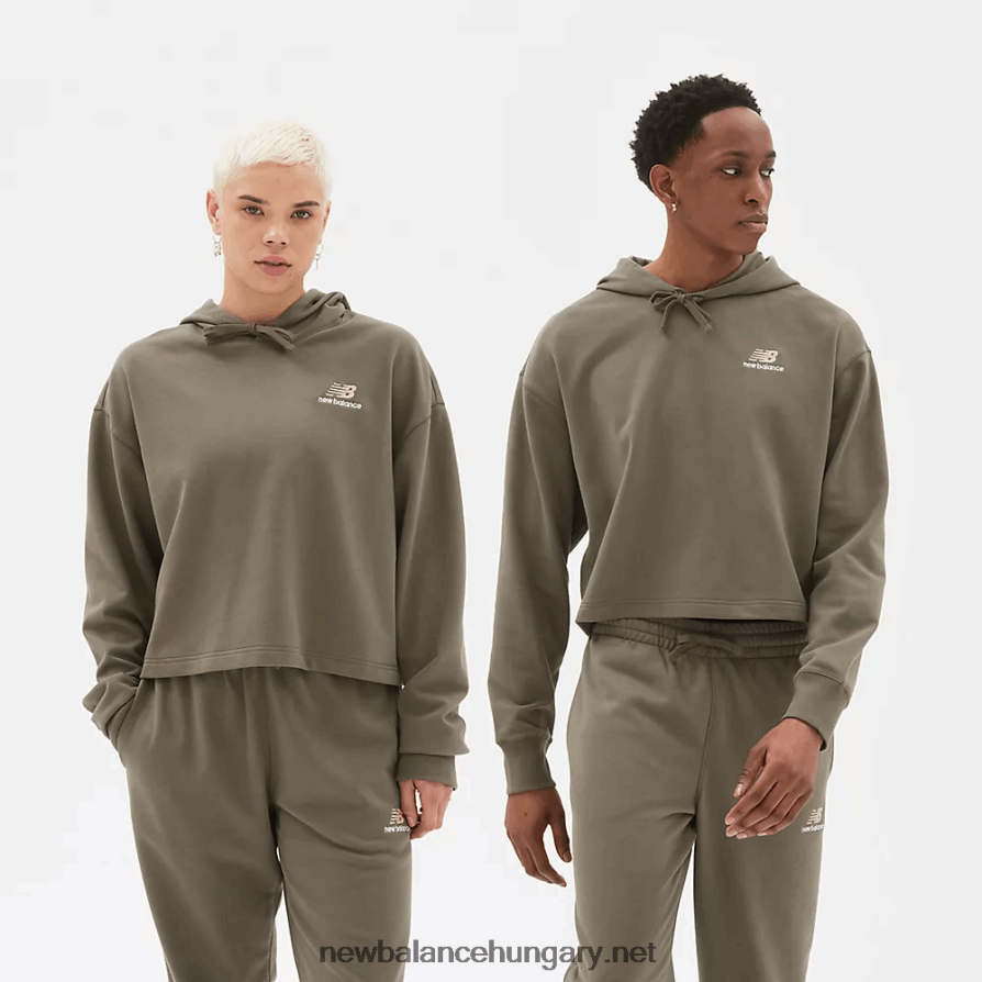 New Balance 6XH8F02169 férfiak uni-ssentials frottír frottír kapucnis pulcsi