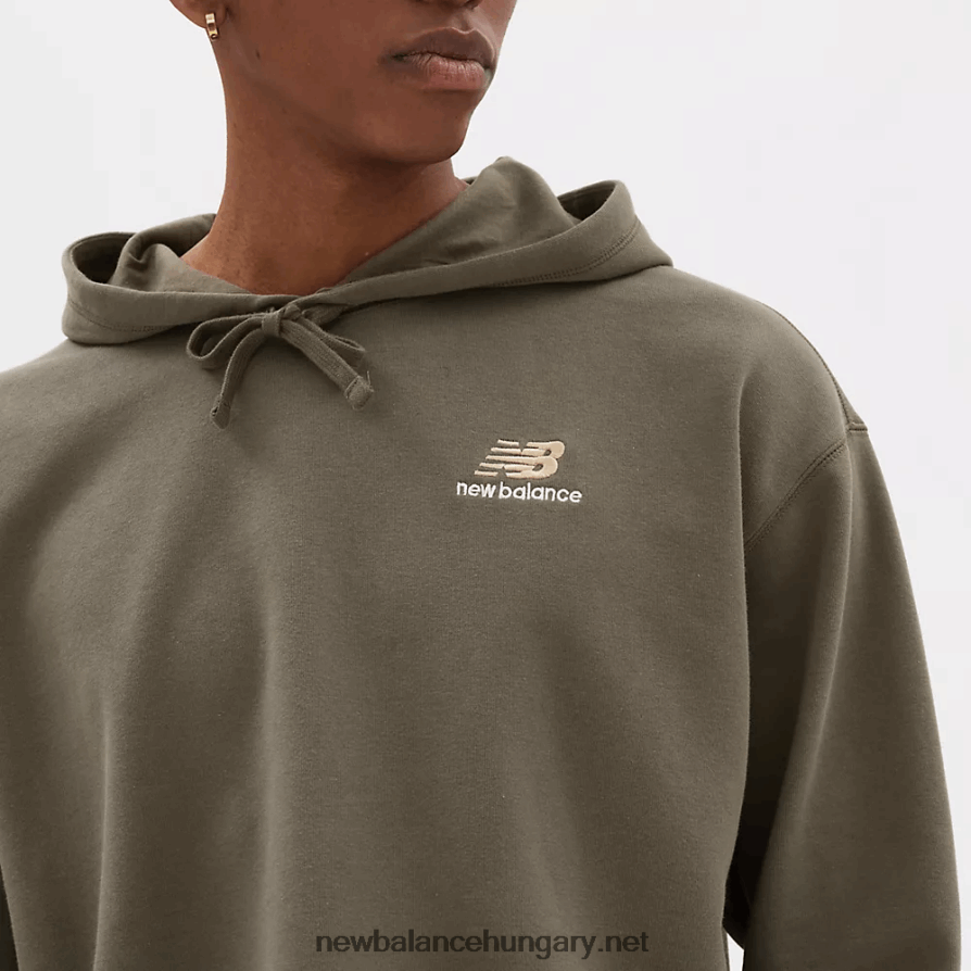 New Balance 6XH8F02169 férfiak uni-ssentials frottír frottír kapucnis pulcsi