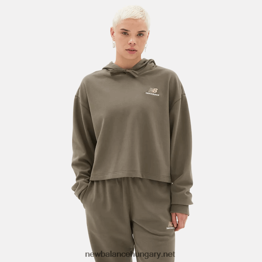 New Balance 6XH8F02169 férfiak uni-ssentials frottír frottír kapucnis pulcsi