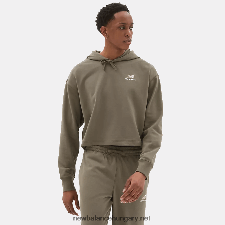 New Balance 6XH8F02169 férfiak uni-ssentials frottír frottír kapucnis pulcsi