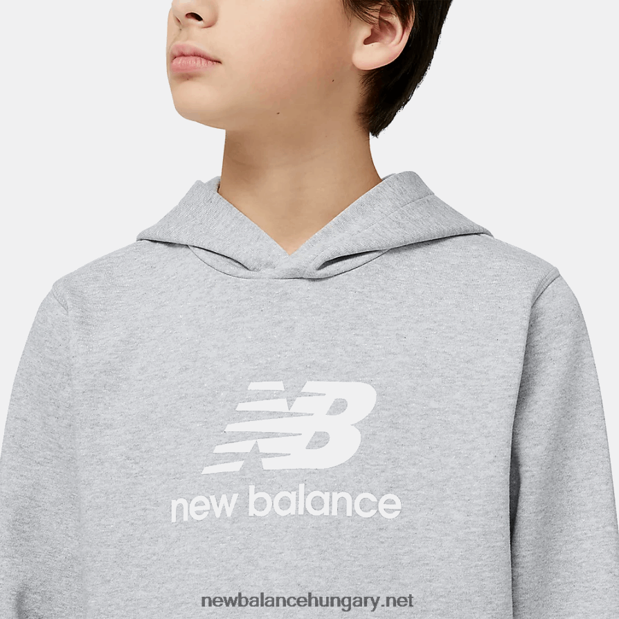 New Balance 6XH8F04041 gyerekek Essentials halmozott logós francia frottír kapucnis pulcsi