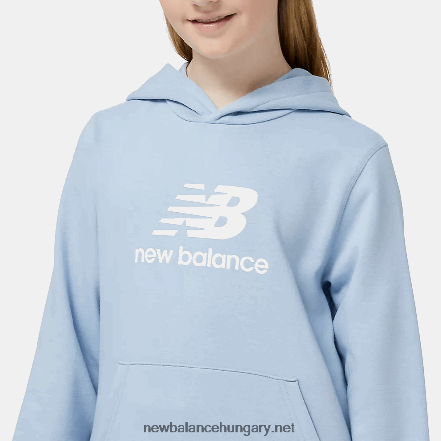 New Balance 6XH8F04043 gyerekek Essentials halmozott logós francia frottír kapucnis pulcsi