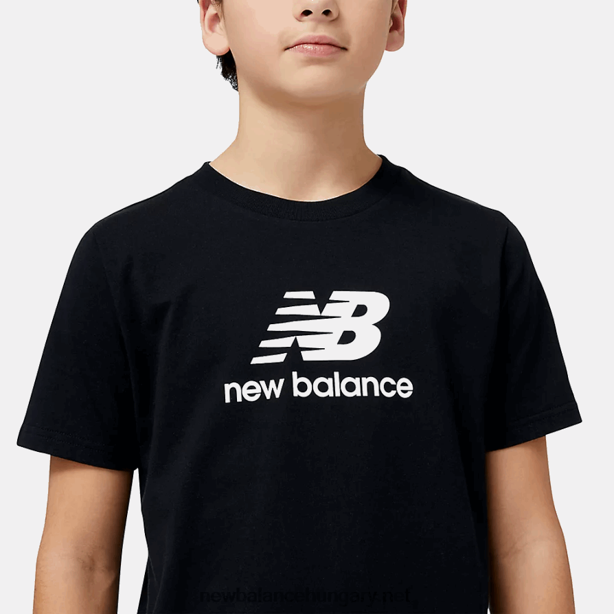 New Balance 6XH8F04048 gyerekek Essentials halmozott logós pamutdzsörzé rövid ujjú póló