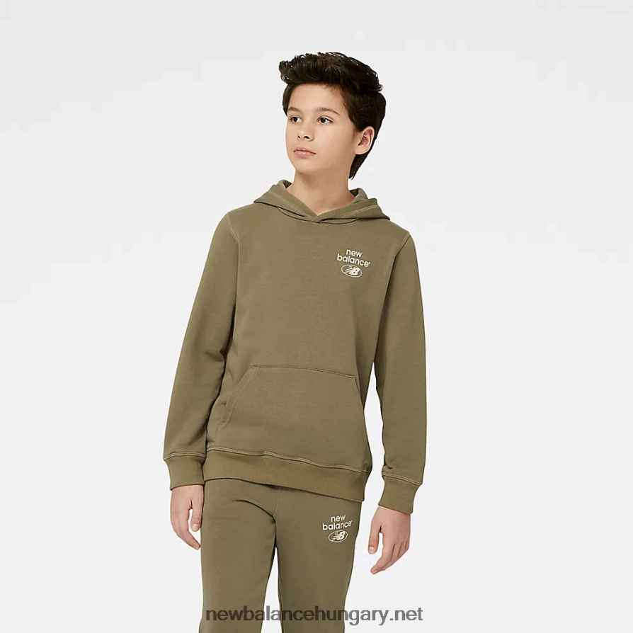 New Balance 6XH8F06553 gyerekek Essentials újragondolt francia frottír kapucnis pulcsi