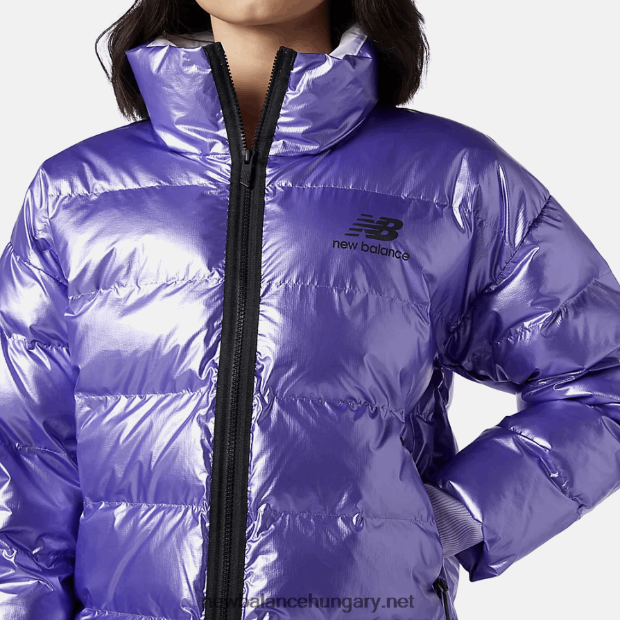 6XH8F03407 nők nb athletics téliesített rövid szintetikus metál kabát