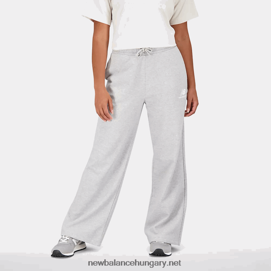 New Balance 6XH8F0566 nők Essentials egymásra rakott logós francia frottír széles szárú melegítőnadrág