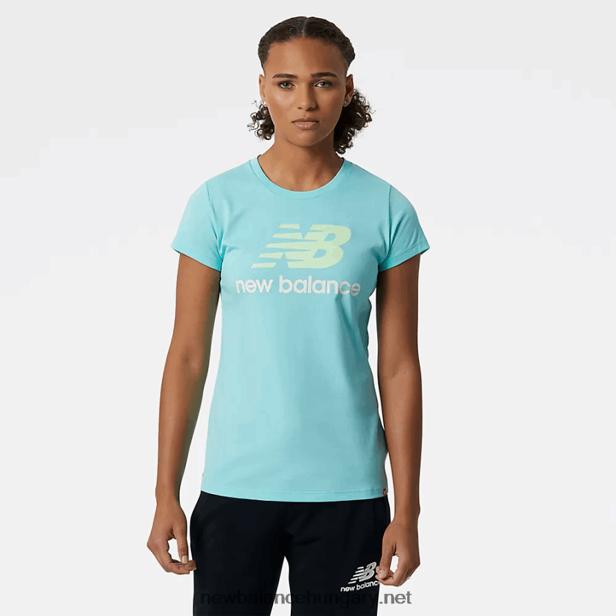 New Balance 6XH8F03398 nők Essentials halmozott logós póló