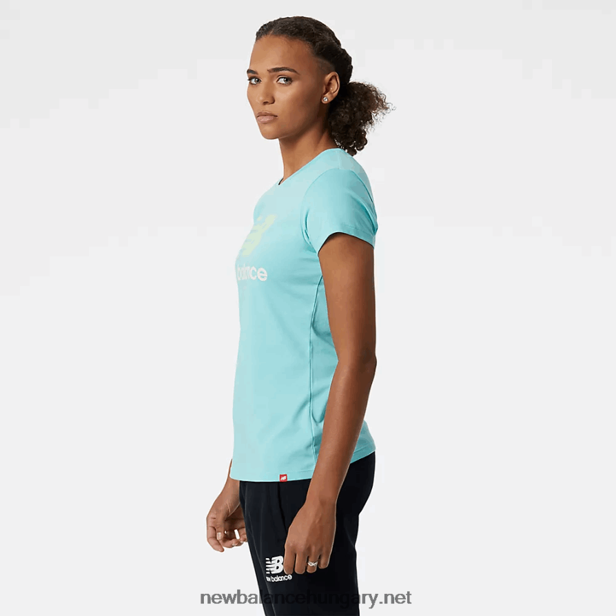 New Balance 6XH8F03398 nők Essentials halmozott logós póló