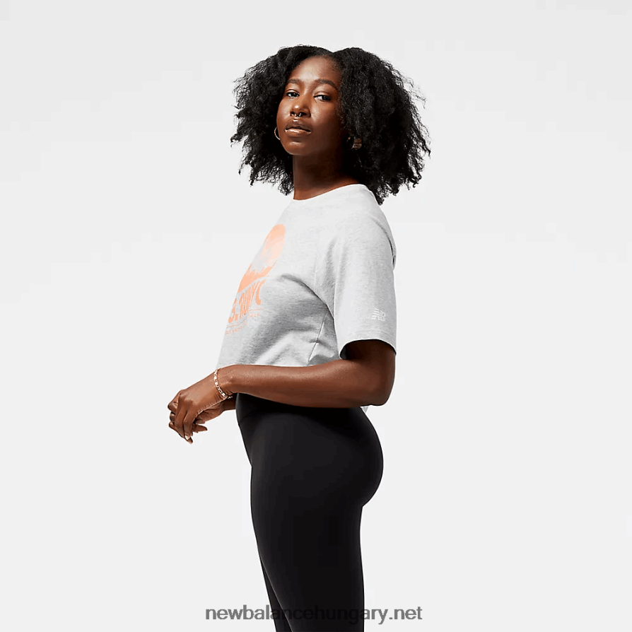 New Balance 6XH8F05810 nők united Airlines nyc half essentials halmozott logó pamut vágott póló