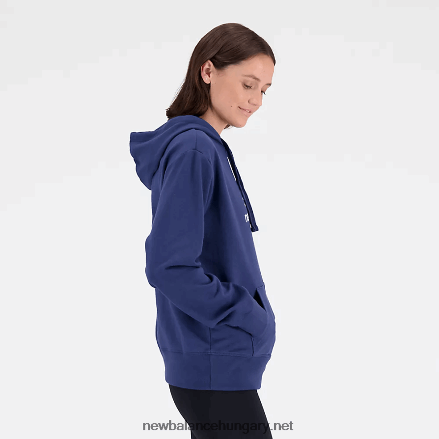 New Balance 6XH8F03143 nők Essentials halmozott logós francia frottír kapucnis pulcsi
