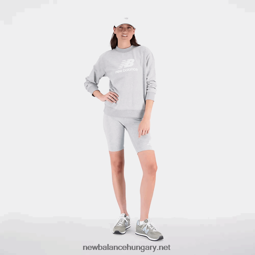 New Balance 6XH8F0552 nők Essentials halmozott logó francia frottír crewneck