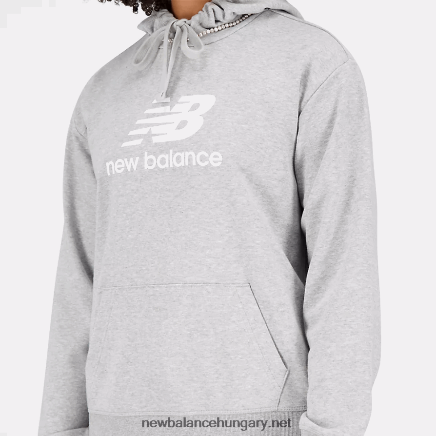 New Balance 6XH8F0564 nők Essentials halmozott logós francia frottír kapucnis pulcsi