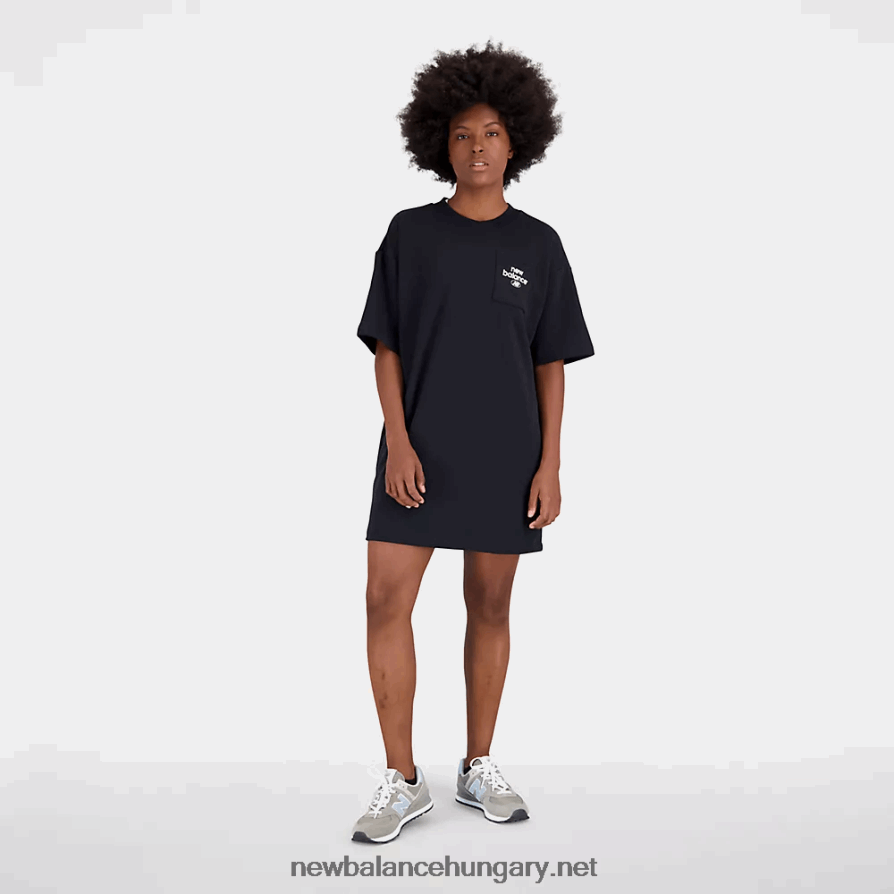 New Balance 6XH8F03233 nők Essentials halmozott logós francia frottír grafikus ruha